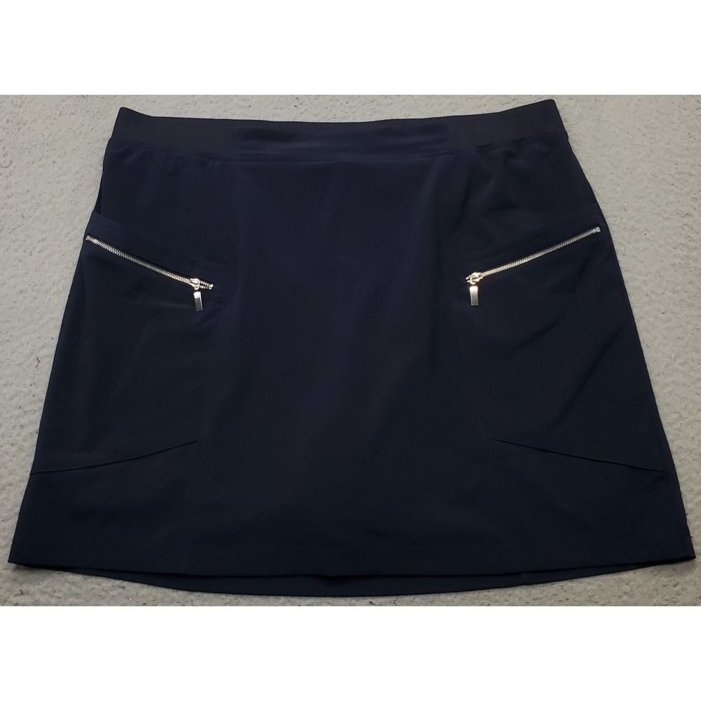 Chico's Golf Tennis Skort Womens 16 Navy Zip Pockets Active Stretch Performance